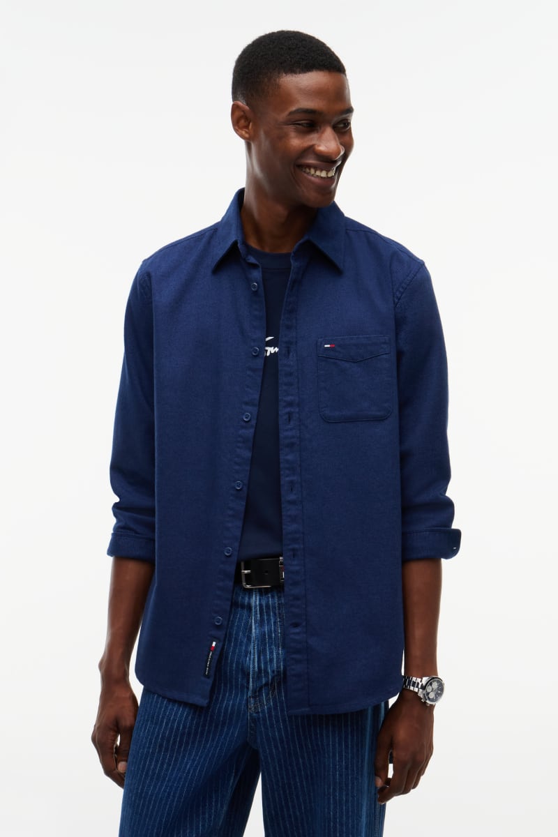 TJM Reg Flannel Shirt Aw26 - NAVY