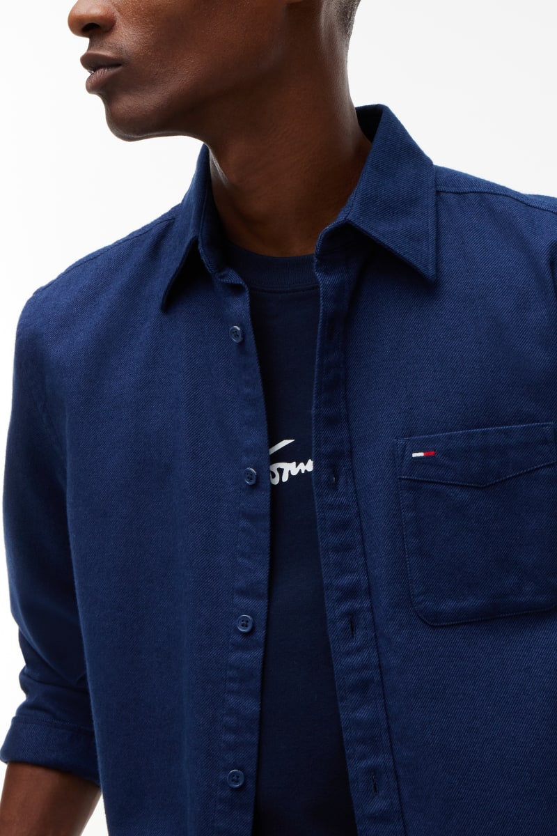 TJM Reg Flannel Shirt Aw26 - NAVY