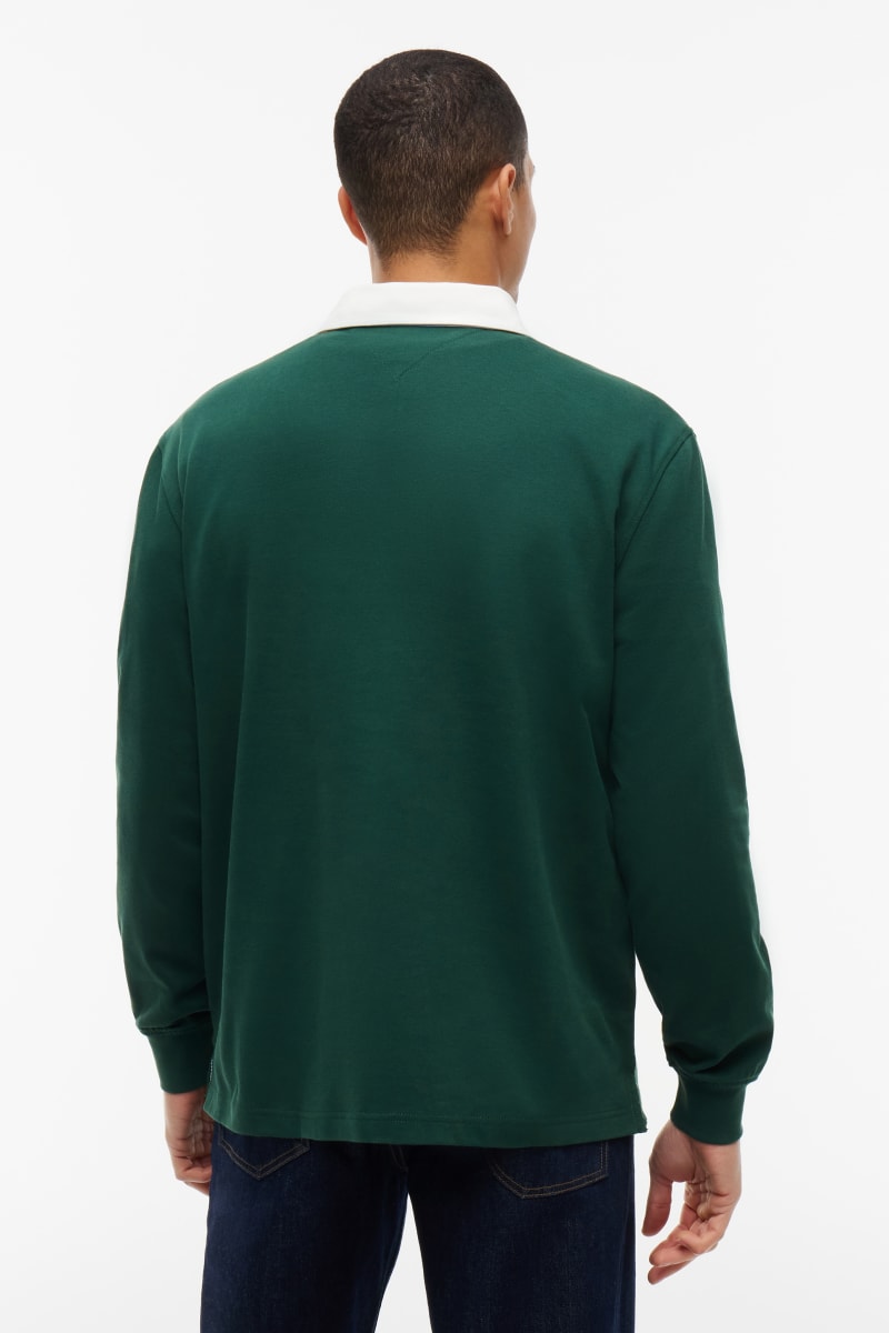 Tommy Jeans Relaxed Essential Badge Rugby Shirt Velvet Green