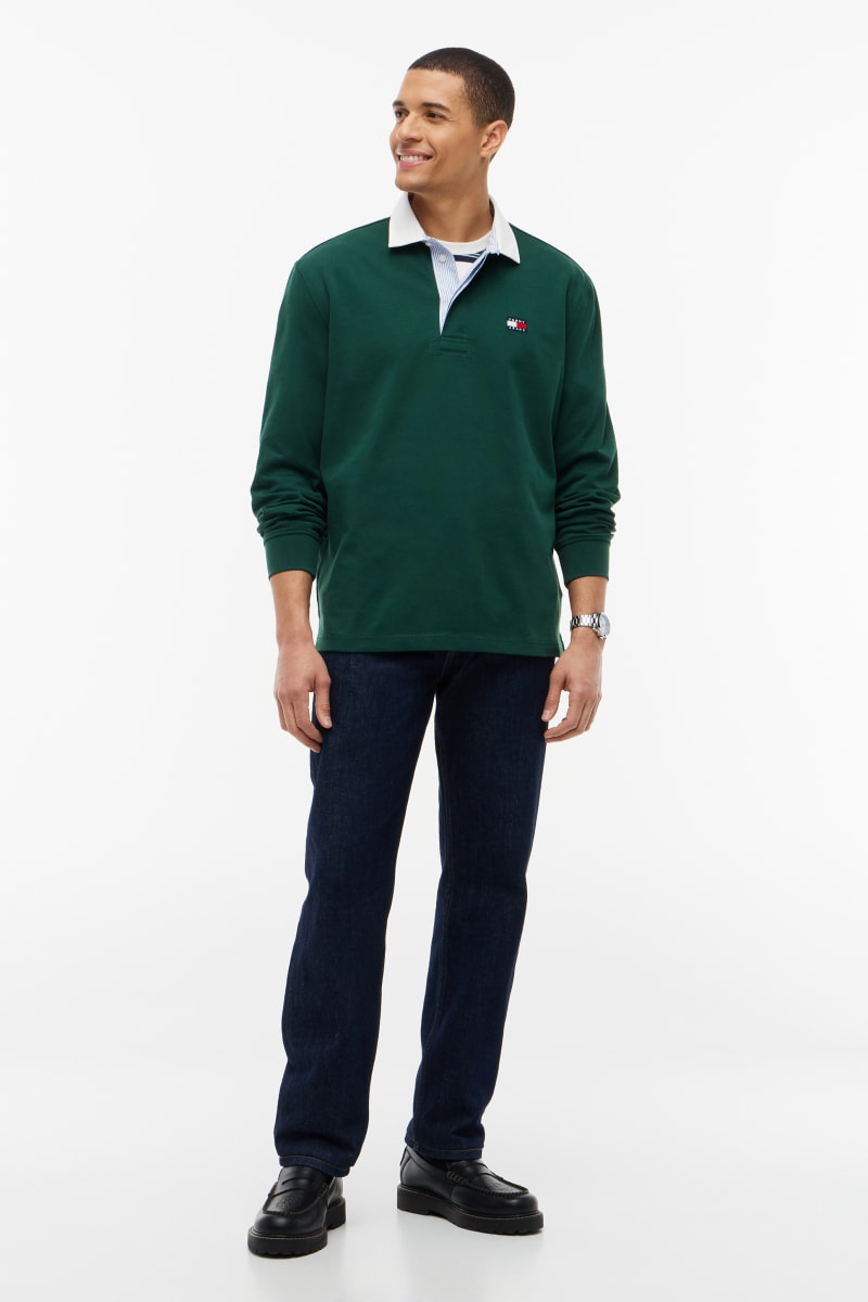Tommy Jeans Relaxed Essential Badge Rugby Shirt Velvet Green