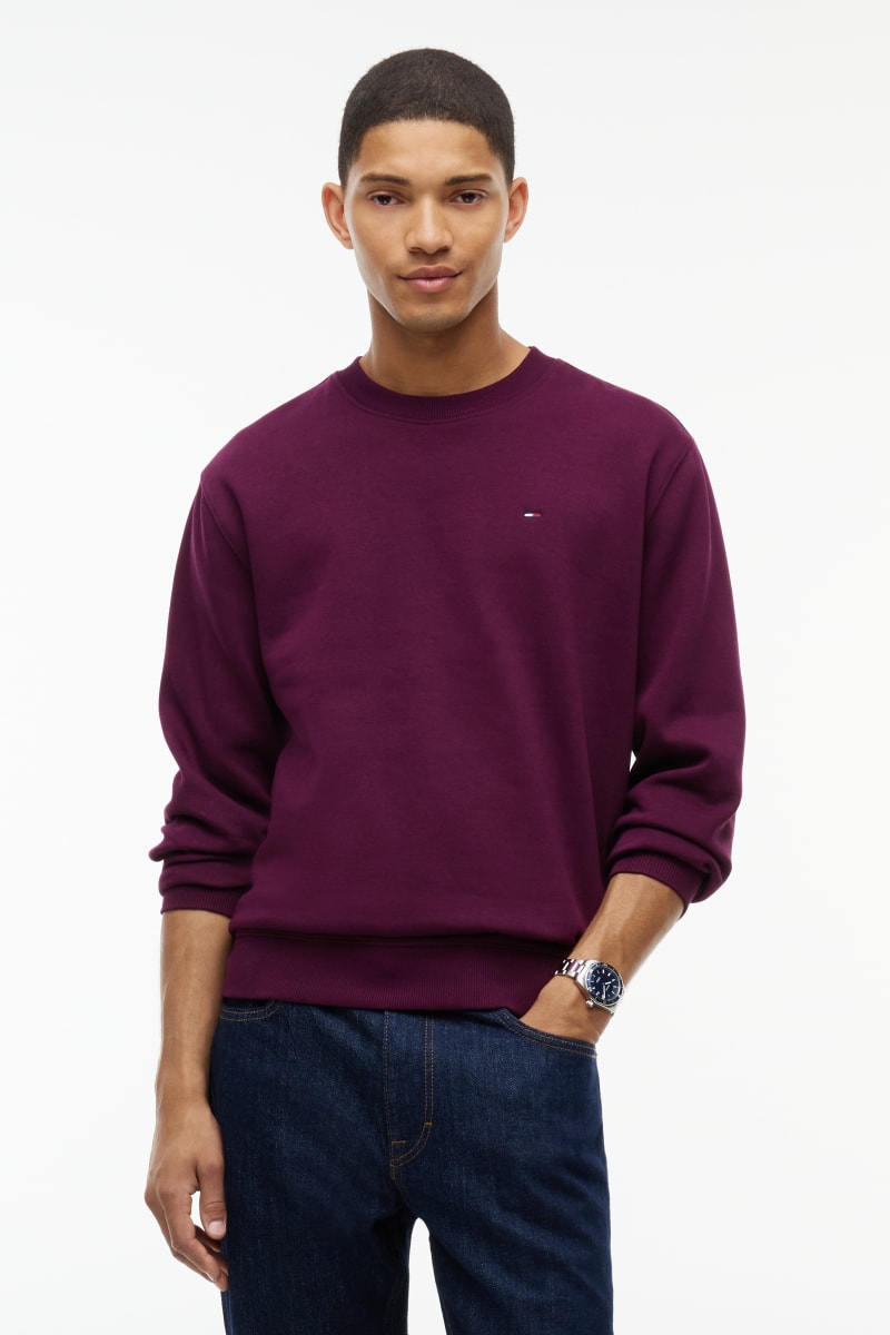 Tommy Jeans Regular Signature Flag Crew Sweatshirt Calypso Berry