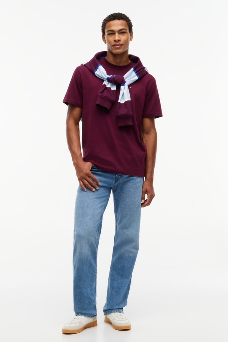 Tommy Jeans 22507 Relaxed Signature Flag T-Shirt Calypso Berry