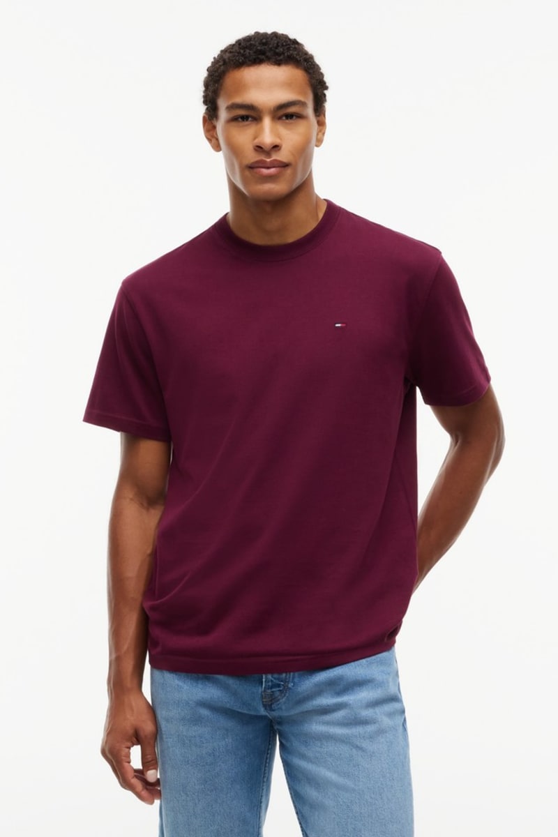 Tommy Jeans 22507 Relaxed Signature Flag T-Shirt Calypso Berry