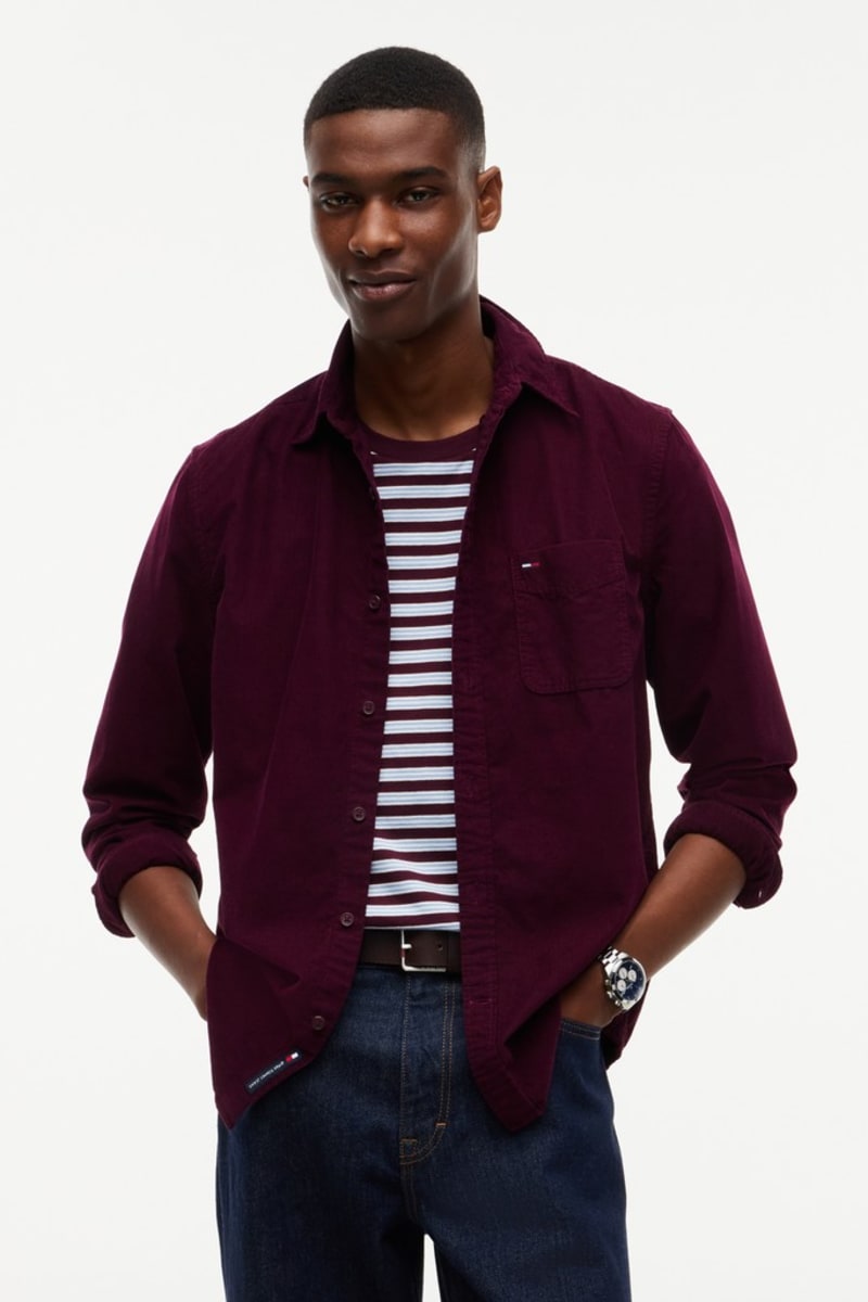Tommy Jeans 23517 Regular Baby Corduroy Shirt Calypso Berry