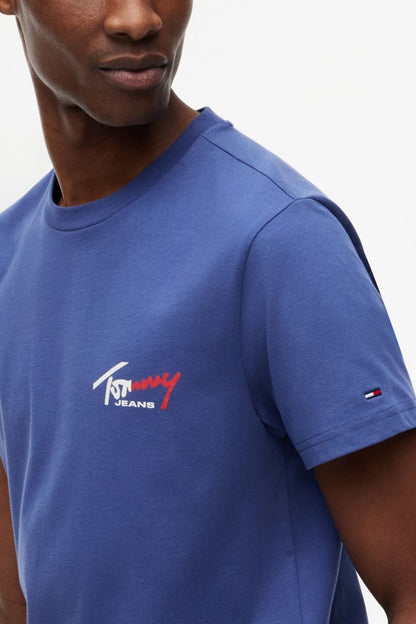 Tommy Jeans Slim Signature Chest T-Shirt Blue
