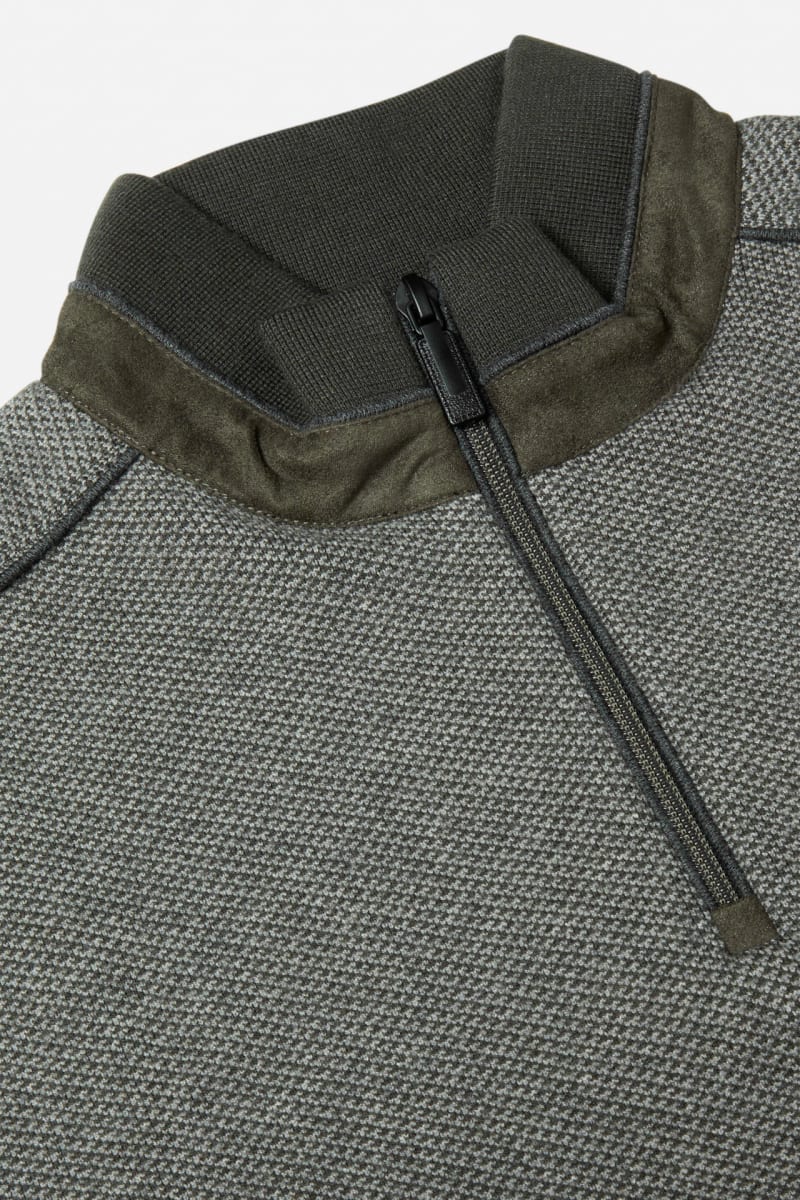 Benetti Troy Regular Fit Two Tone Quarter Zip Jumper Forest