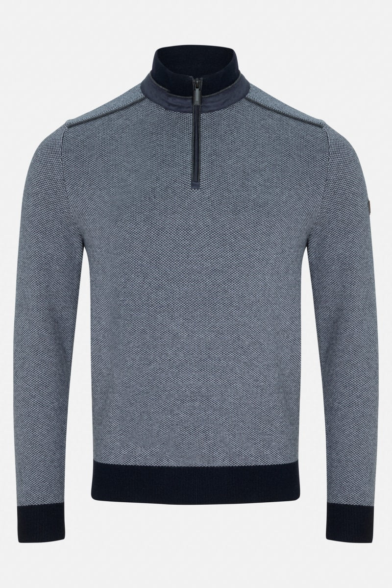Benetti Troy Regular Fit Two Tone Quarter Zip Jumper Navy
