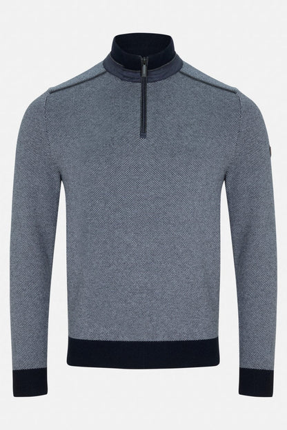 Benetti Troy Regular Fit Two Tone Quarter Zip Jumper Navy