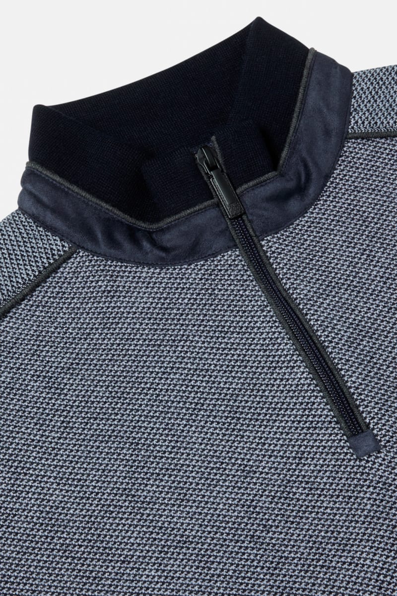 Benetti Troy Regular Fit Two Tone Quarter Zip Jumper Navy