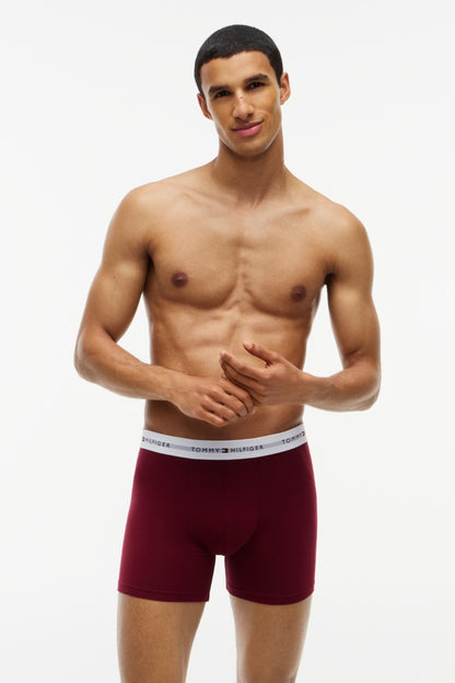 Tommy Hilfiger 38920 Signature Logo Boxer Briefs 3 Pack Opulent Blue Burgundy Blue Spell
