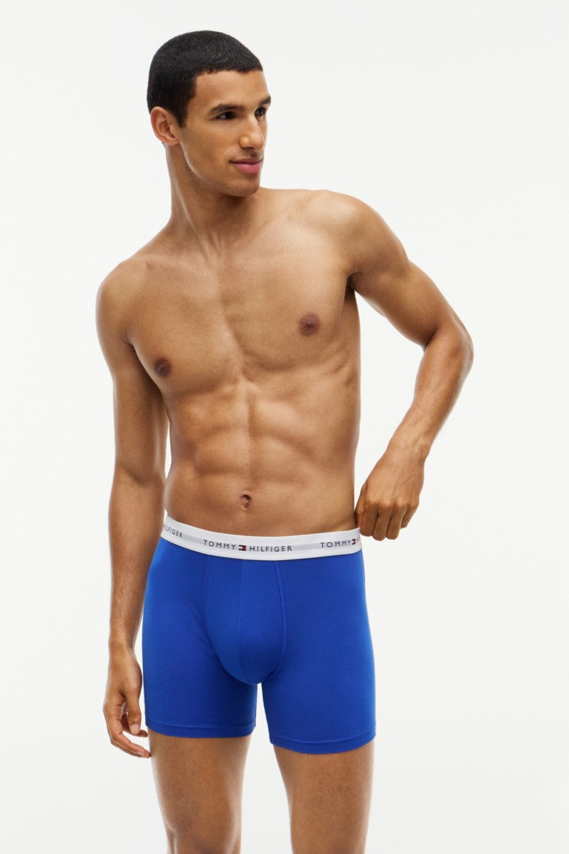 Tommy Hilfiger 38920 Signature Logo Boxer Briefs 3 Pack Opulent Blue Burgundy Blue Spell