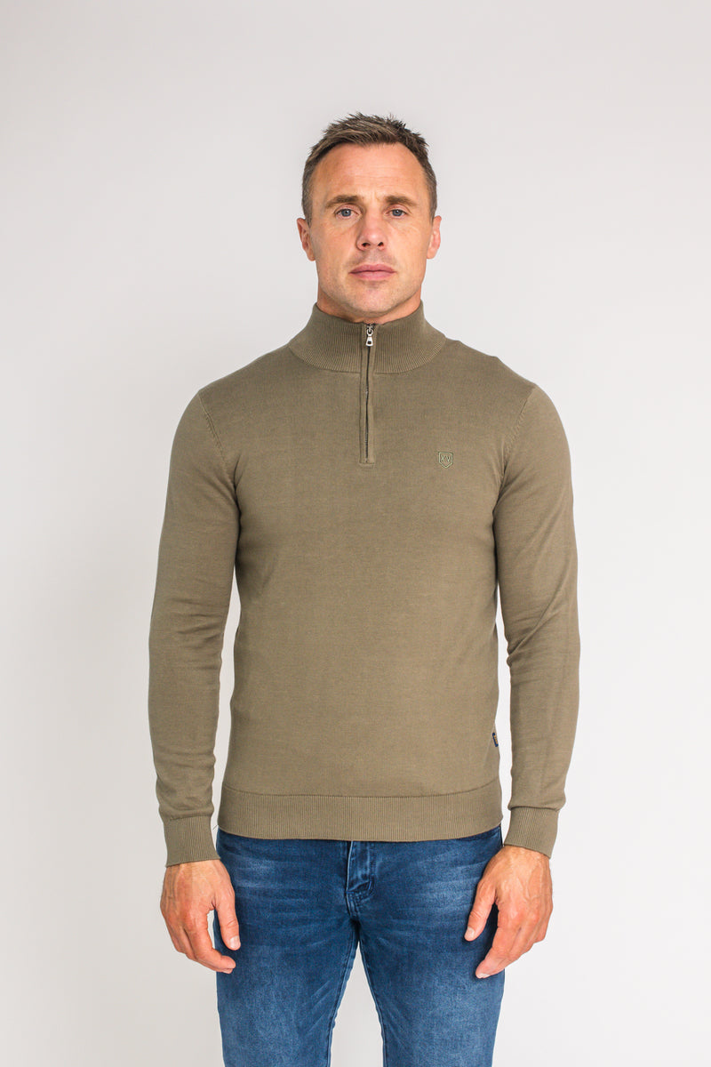 XV Kings Perpignan Quarter Zip Jumper Fern