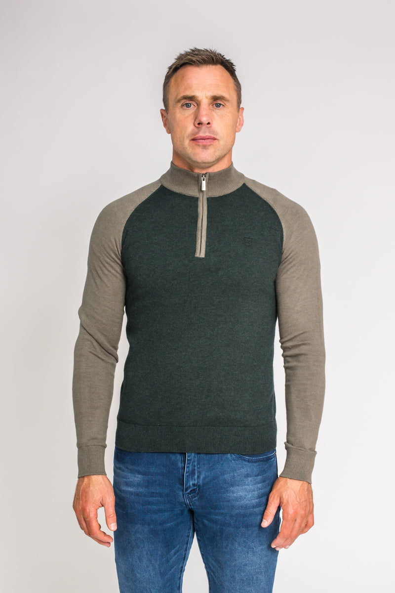 XV Kings Winterveldt Quarter Zip Jumper Fern Split