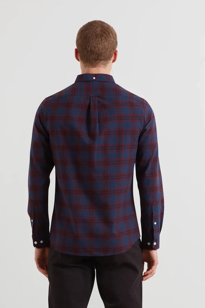 Farah Brewer Check Oxford Shirt Bordeaux