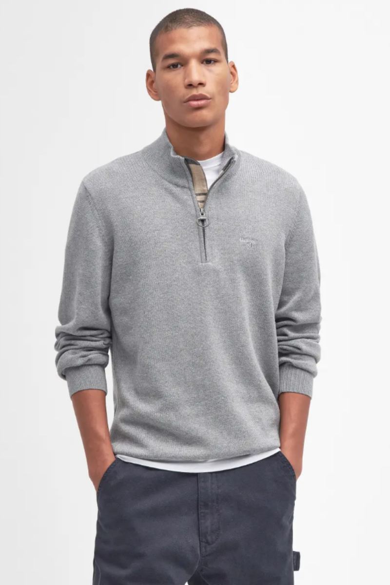 Barbour Cotton Half Zip Jumper Grey