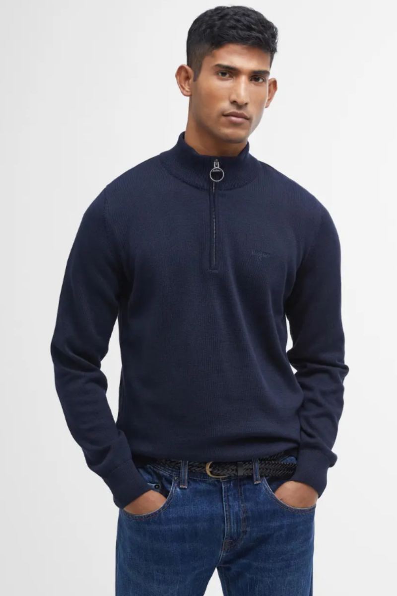 Barbour Cotton Half Zip Jumper Navy