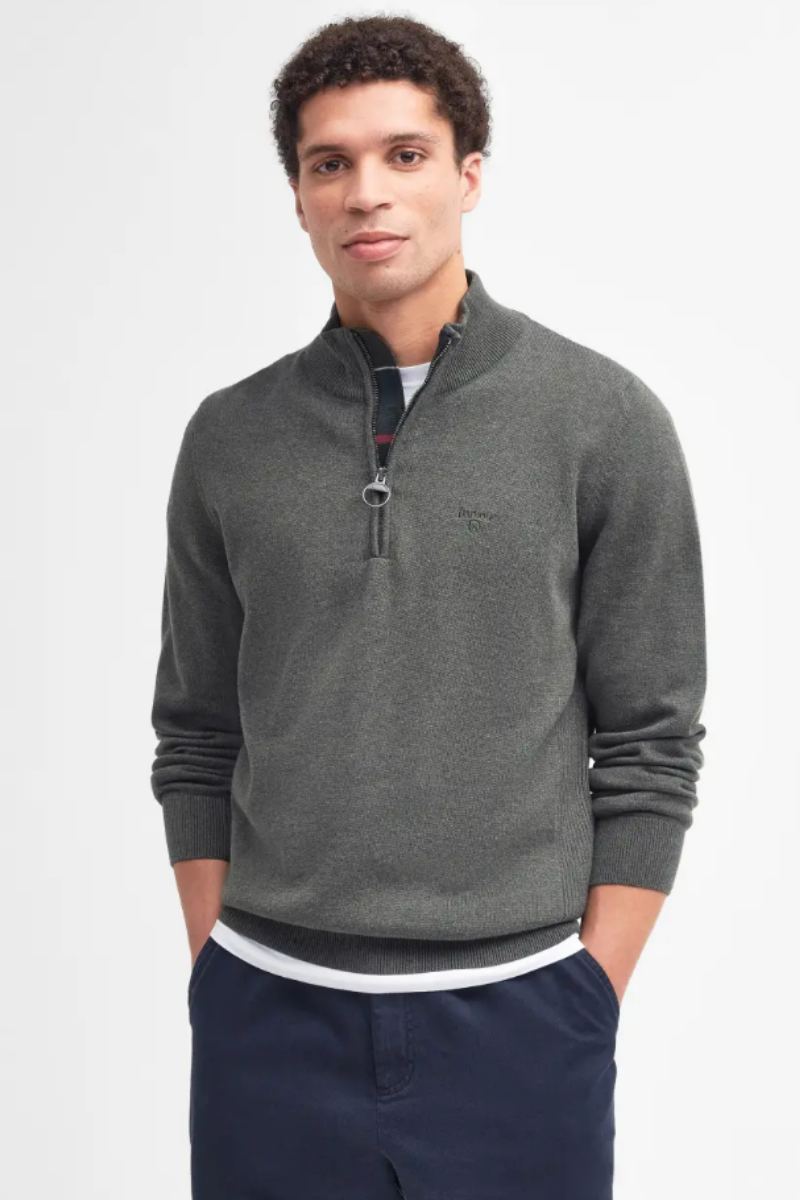 Barbour Cotton Half Zip Jumper Olive