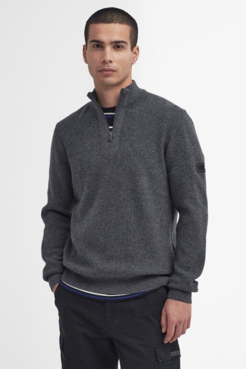 Barbour Intl Crawley Grey Zip Up Jumper