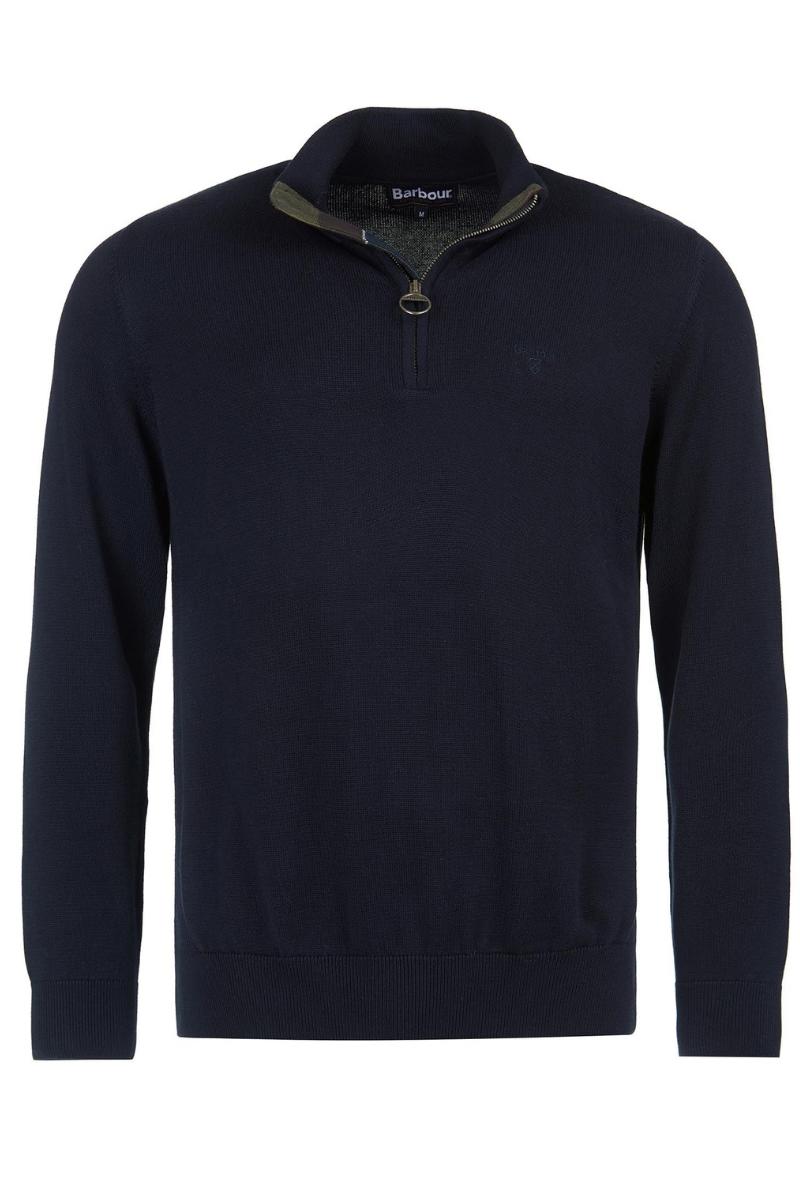 Barbour Cotton Half Zip Knit Jumper Navy