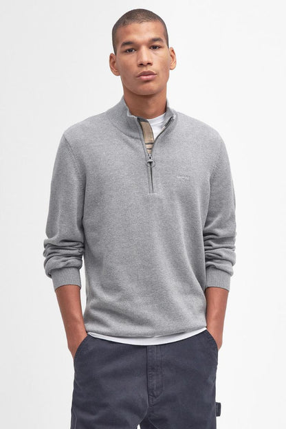 Barbour Cotton Half Zip Knit Jumper Grey