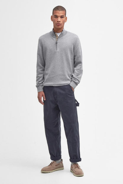 Barbour Cotton Half Zip Knit Jumper Grey