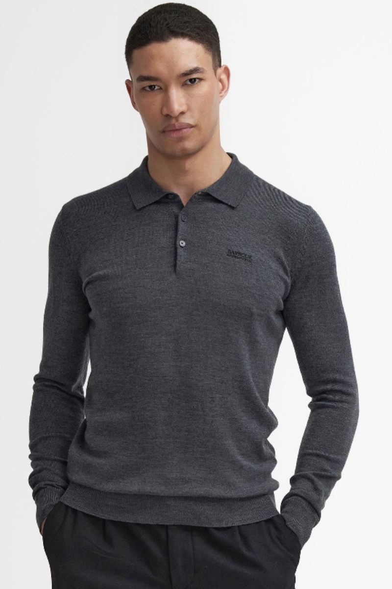 Barbour Int Merlin Charcoal Longsleeve Polo