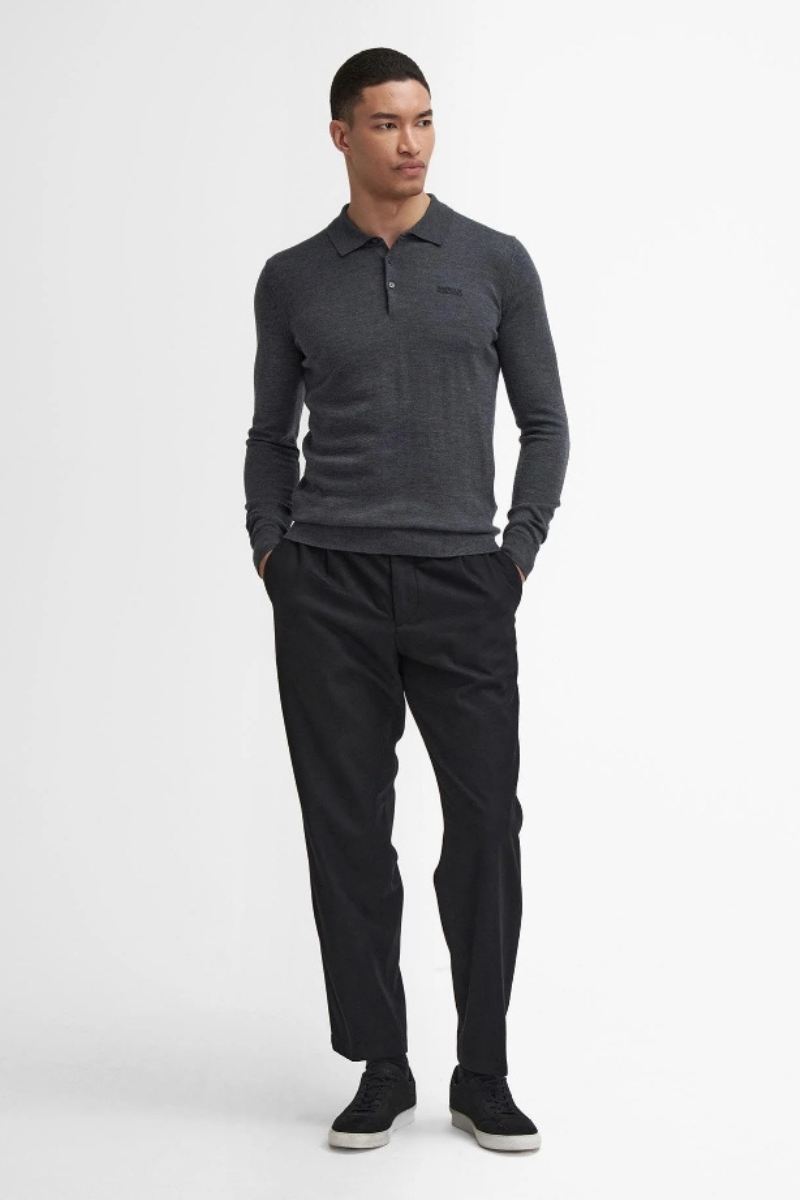 Barbour Int Merlin Charcoal Longsleeve Polo