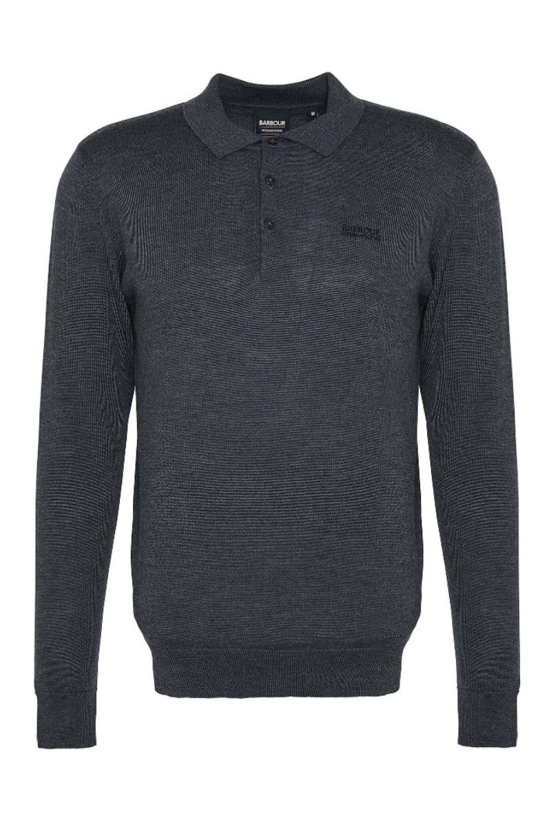 Barbour Int Merlin Charcoal Longsleeve Polo