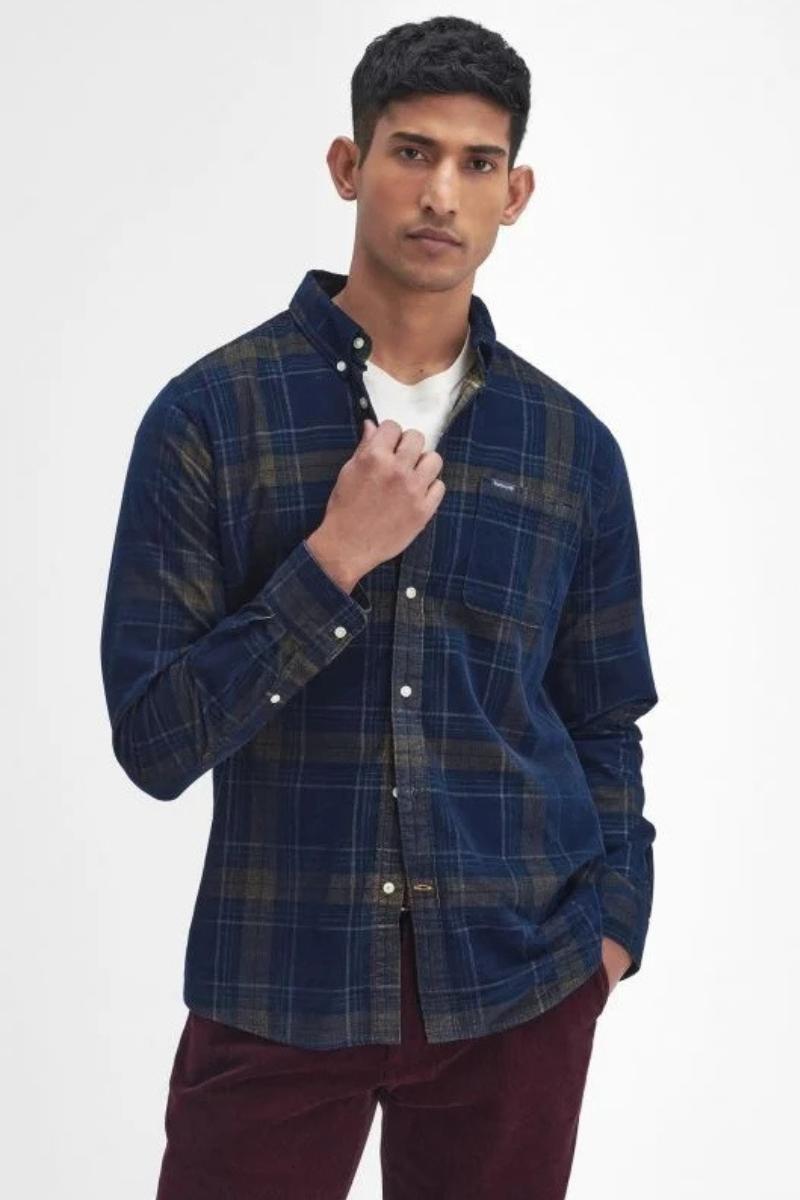 Barbour Southfield Check Cord Inky Blue Shirt