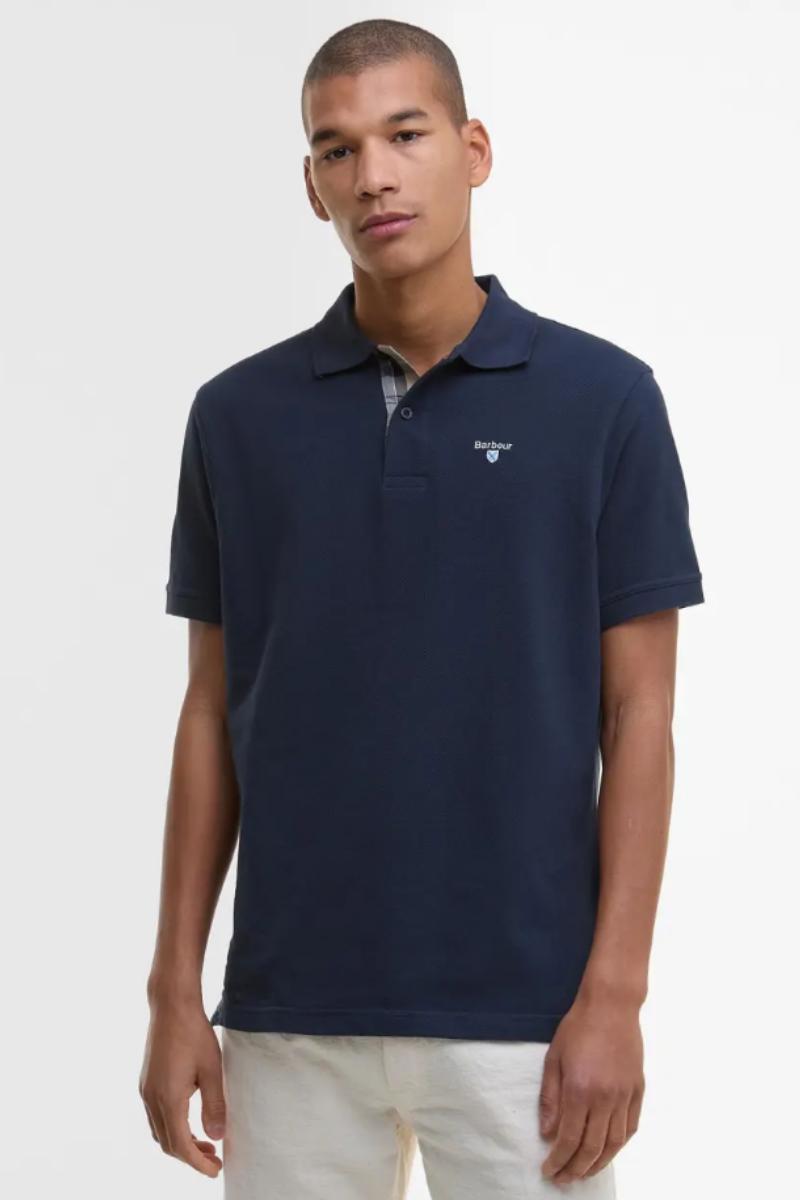 Barbour Tartan Pique Poloshirt Navy