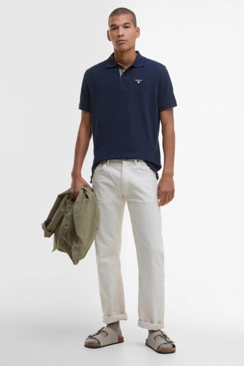 Barbour Tartan Pique Poloshirt Navy