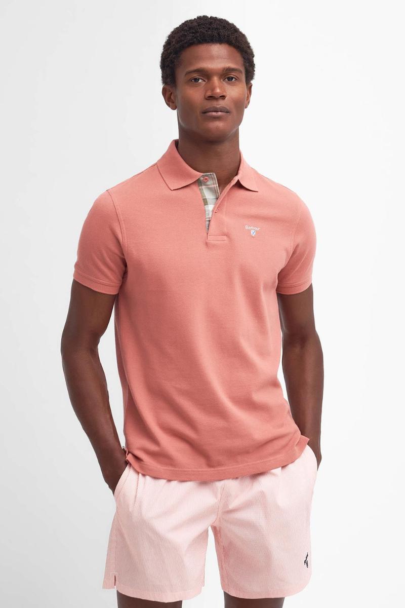 Barbour Tartan Pique Poloshirt Pink Clay