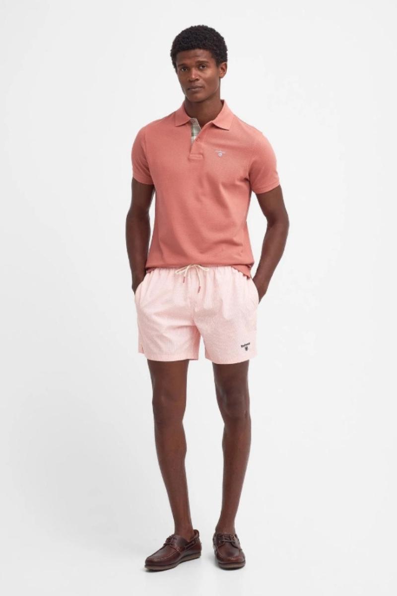 Barbour Tartan Pique Poloshirt Pink Clay