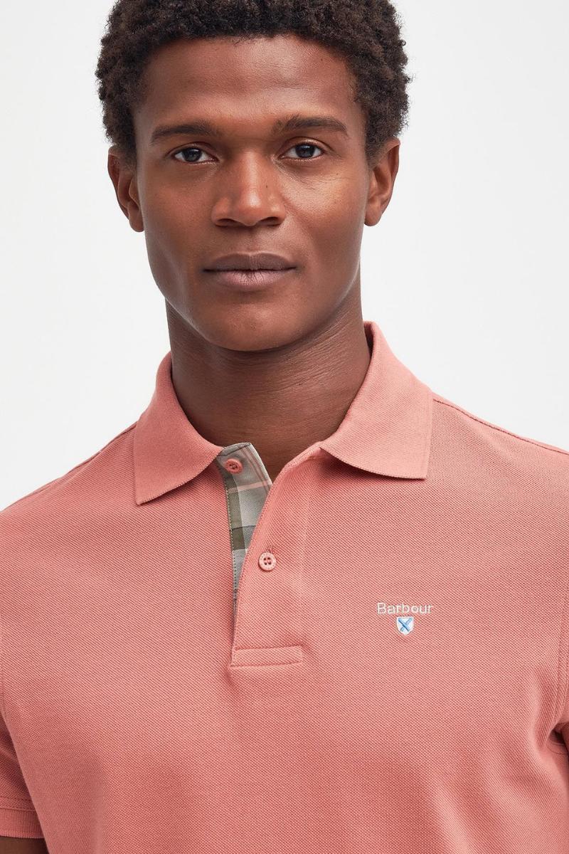 Barbour Tartan Pique Poloshirt Pink Clay