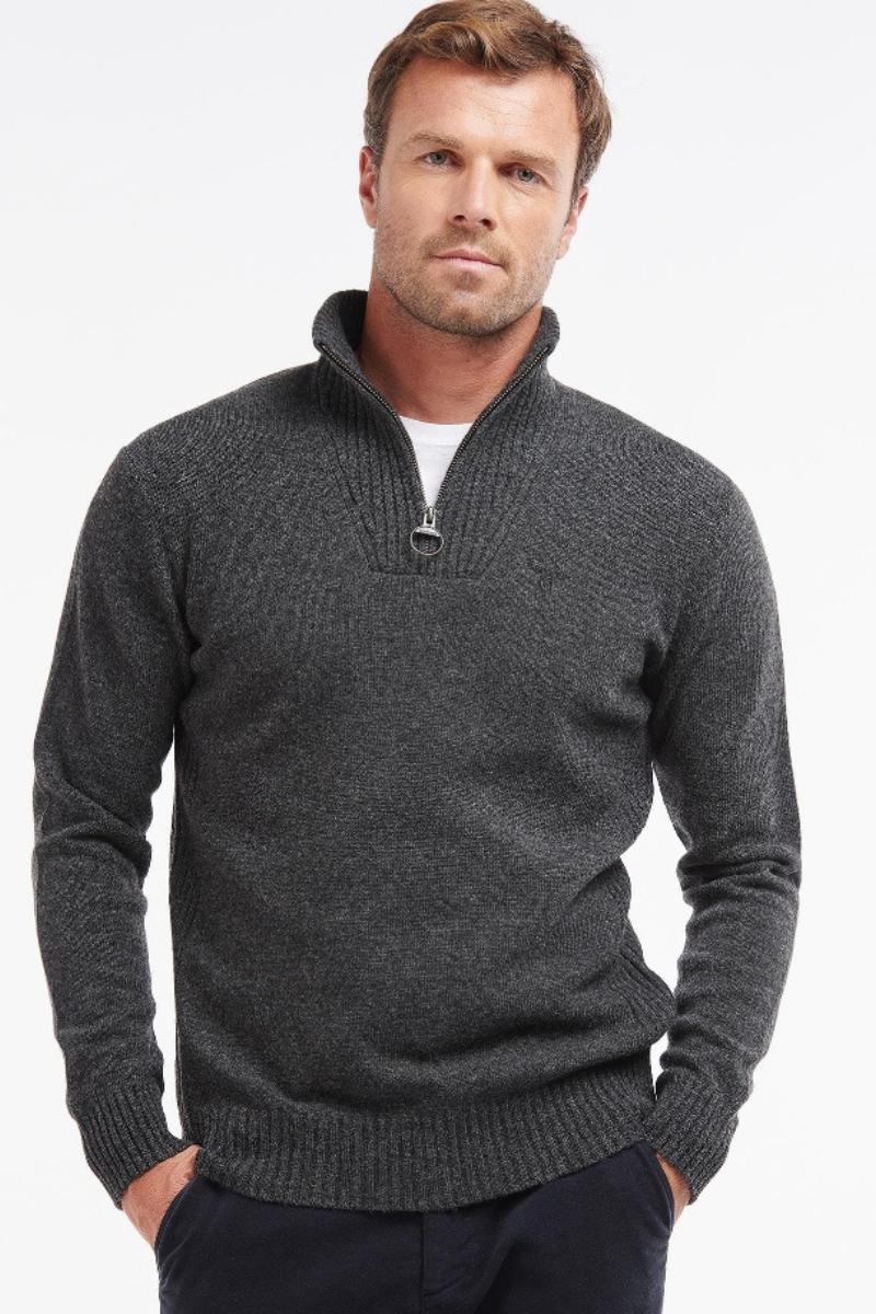 Barbour Ess L/Wool HZ Jumper Charcoal