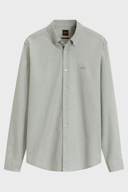 Boss Rickert regular fit button-down cotton shirt in open green