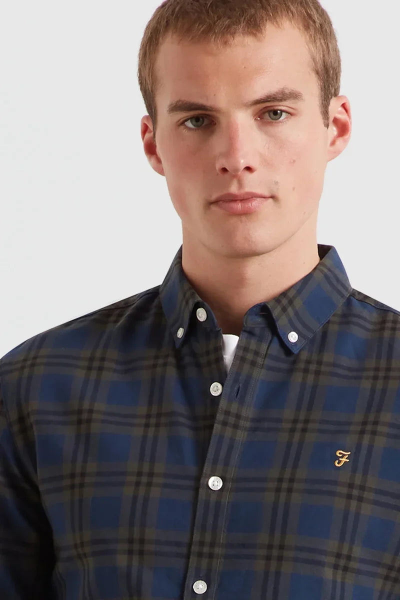 Farah Brewer Check Oxford Shirt Evergreen