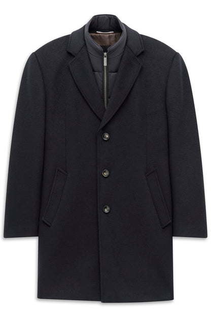 Bugatti 24203 Wool Blend Overcoat Navy