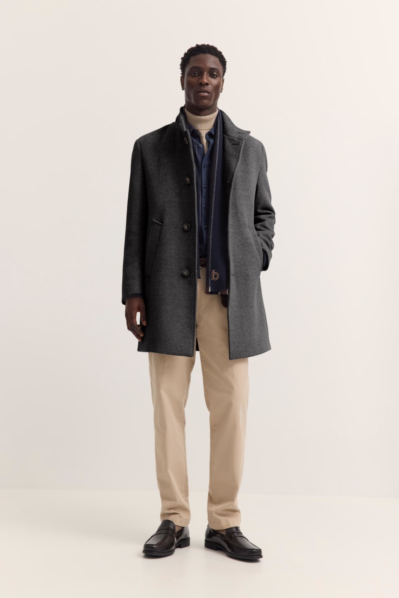 Bugatti 24201 Wool Blend Overcoat Navy