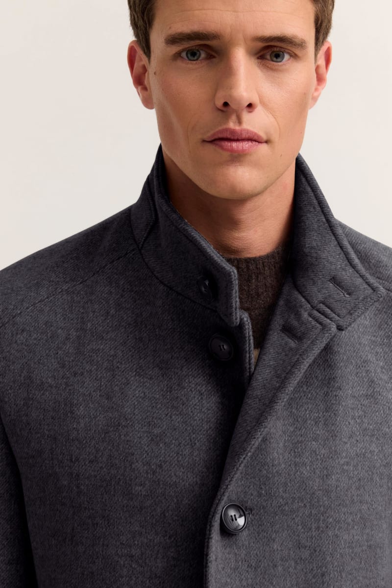 Bugatti 24201 Wool Blend Overcoat Navy