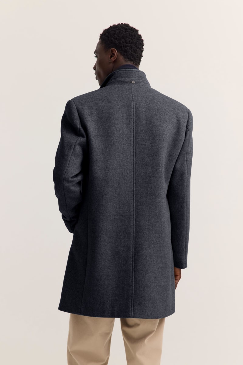 Bugatti 24201 Wool Blend Overcoat Navy
