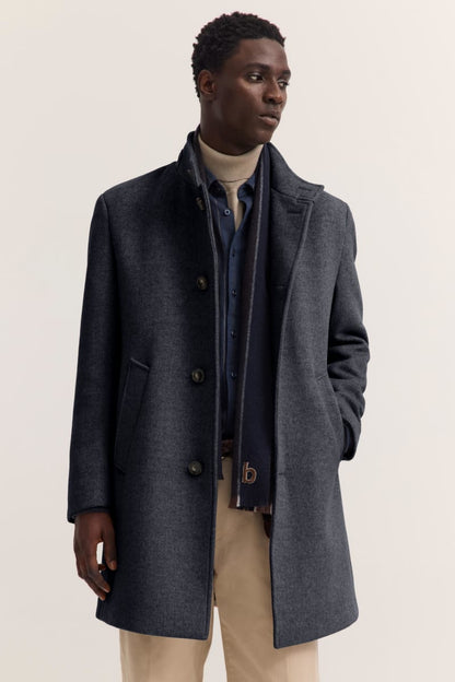 Bugatti 24201 Wool Blend Overcoat Navy