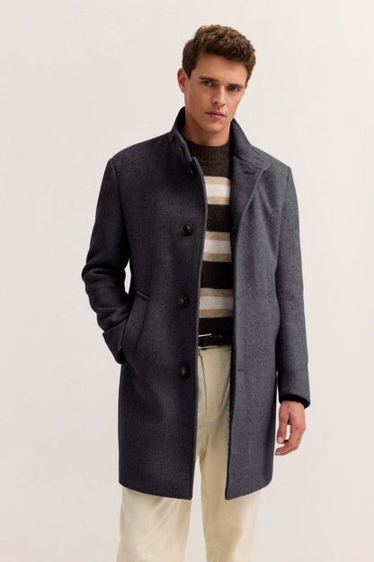 Bugatti 24201 Wool Blend Overcoat Navy