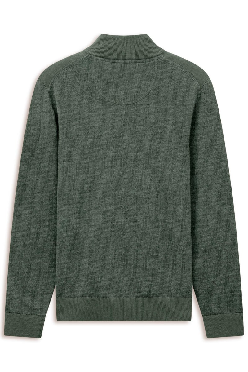 Bugatti 25529F Quarter Zip Knit Jumper Moss