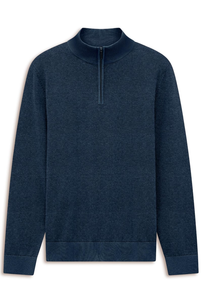 Bugatti 25529F Quarter Zip Knit Jumper Navy