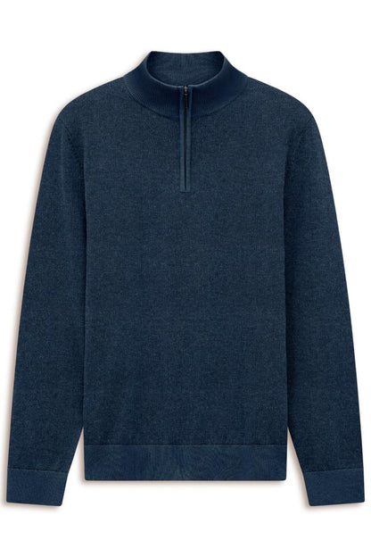 Bugatti 25529F Quarter Zip Knit Jumper Navy