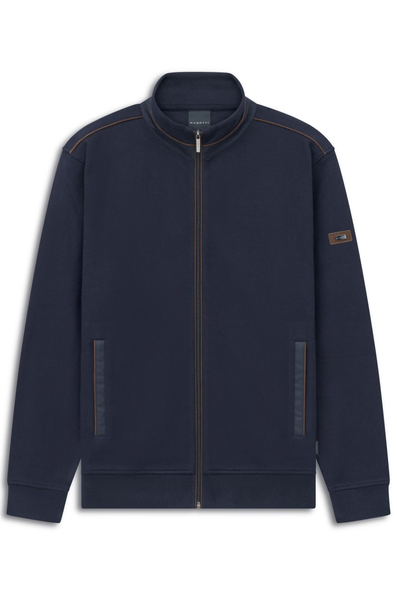 Bugatti 25050F Piped Full Zip Sweat Jacket Navy