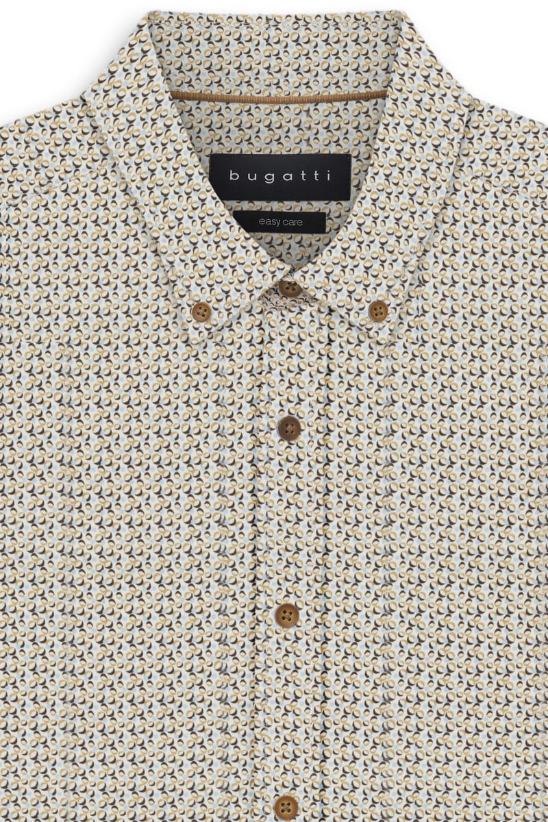 Bugatti 28511F Printed Button-Down Shirt Light Blue