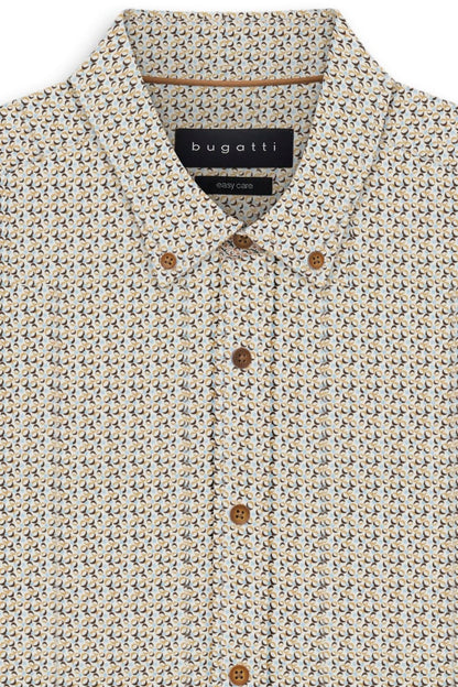 Bugatti 28511F Printed Button-Down Shirt Light Blue