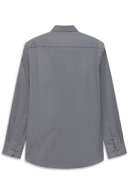 Bugatti 28508F Printed Button-Down Shirt Navy
